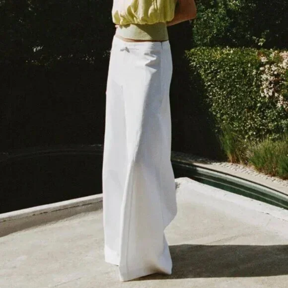 NWT ZARA WIDE LEG PANTS WHITE - Picture 2 of 6